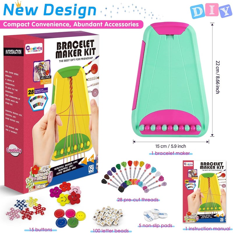 Maynacs Arts and Crafts for Kids Ages 8-12,Friendship Bracelet Making Kit for Girl,Kids Jewelry Making Kit with 28 Pre-Cut Threads,Christmas Birthday Gifts for Ages 6 7 8 9 10 11 12 Year Old Green Rose - Image 3